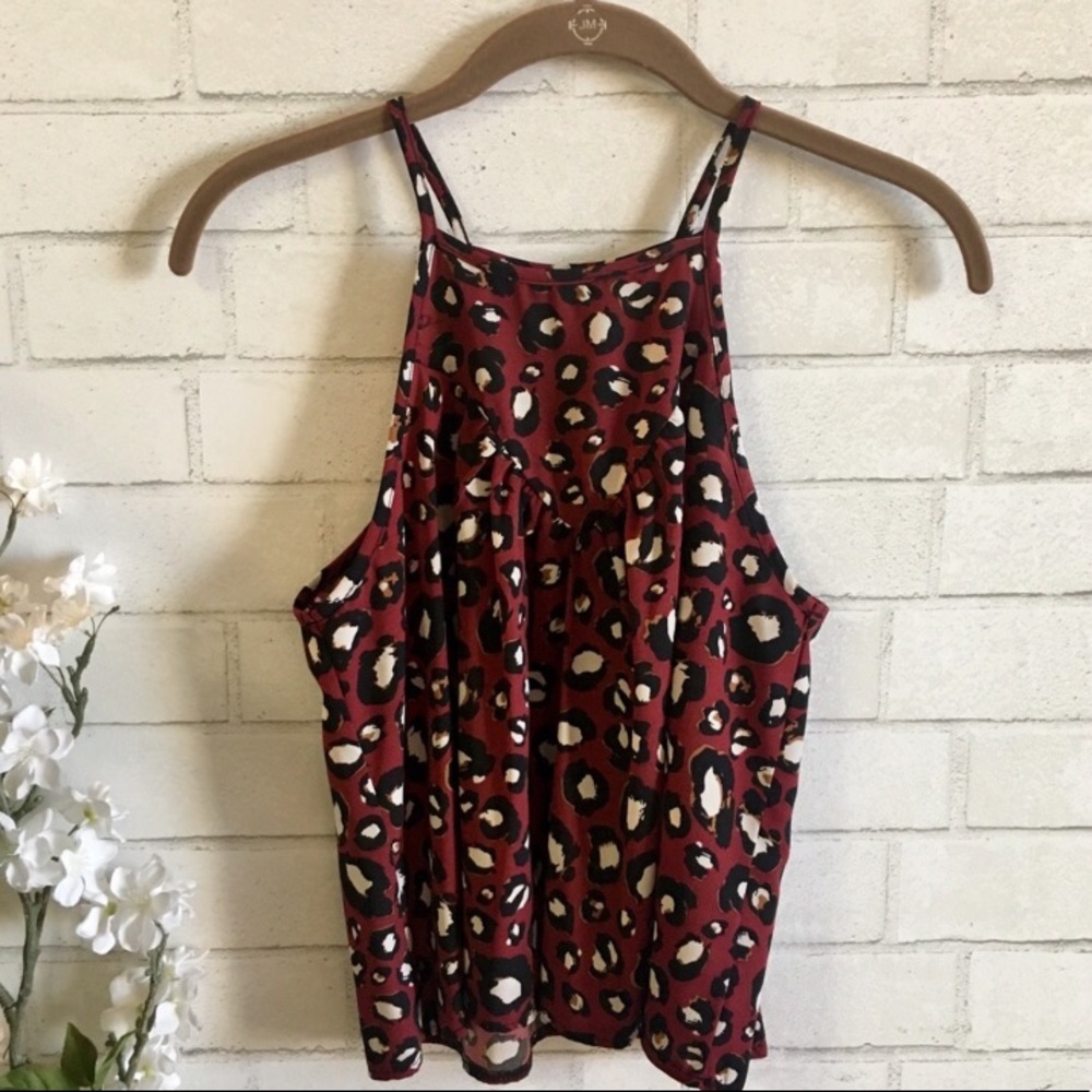 NWT Burgundy Leopard Print Tank Top Size Small
